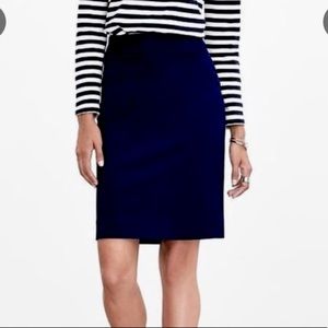 Talbots Petite 0P Floral Navy Blue eyelet pencil skirt textured career summer
